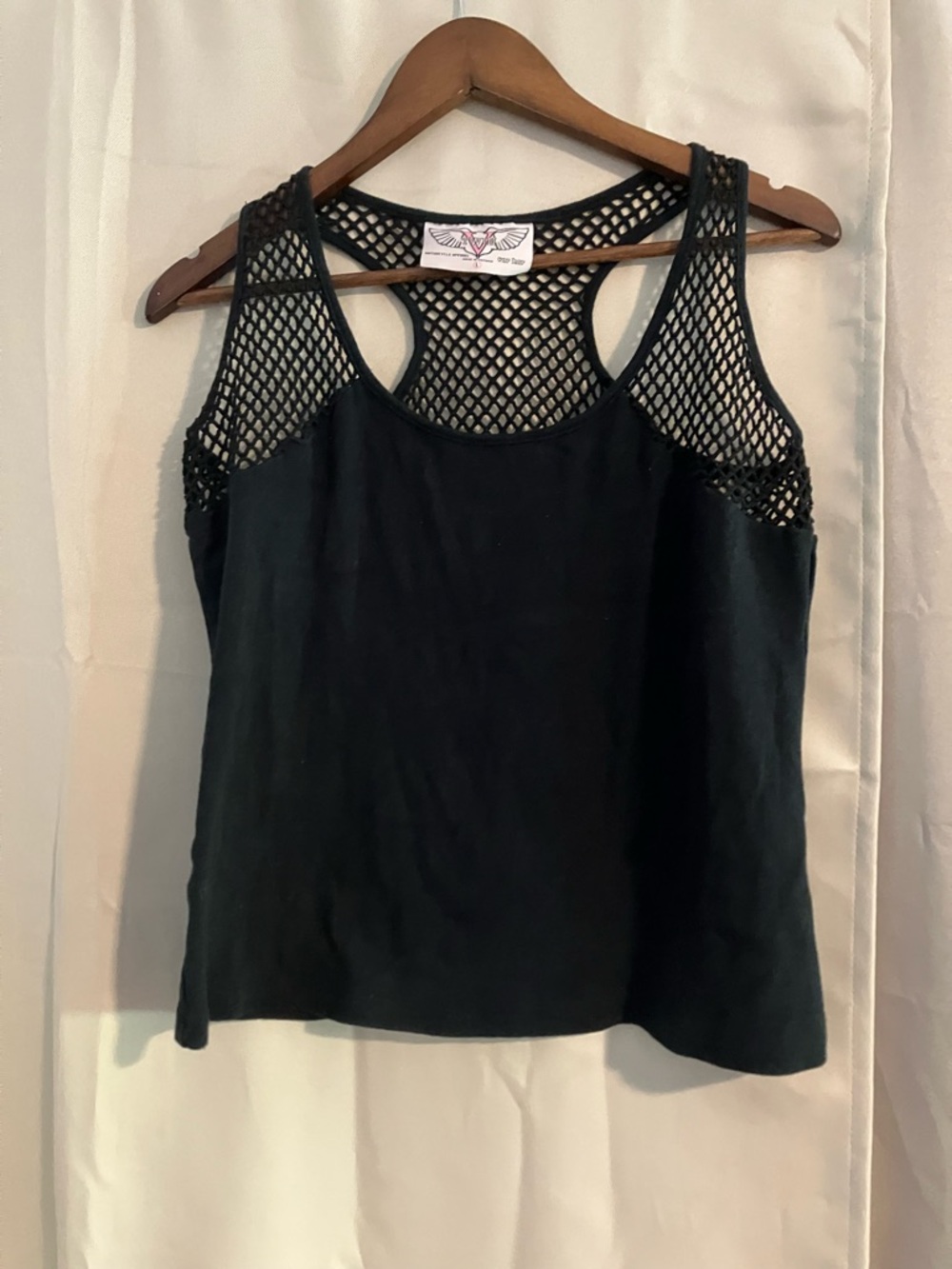 Black Mesh-Back Muscle Tank Top